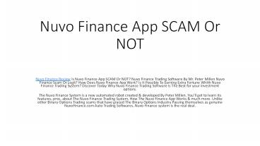 Nuvo Finance system
