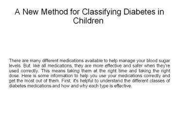 A New Method for Classifying Diabetes in Children