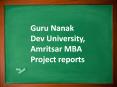 Guru Nanak Dev University, Amritsar MBA Project reports PowerPoint PPT Presentation