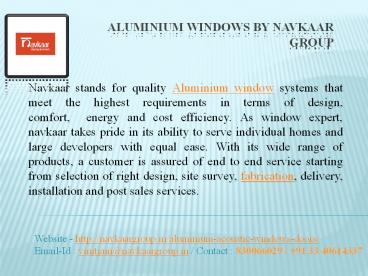 Best Quality, Fine Art of Aluminium Windows.