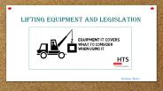 Lifting Equipment And Legislation