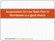 Acupuncture for Low Back Pain In Morristown