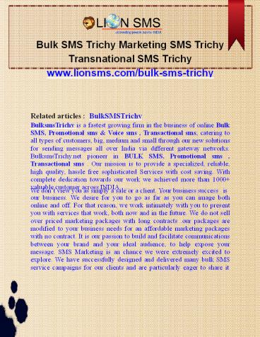 Bulk sms Trichy