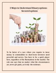 3 Ways to Understand Binary options- Secured options