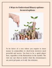 Ways to Understand Binary options- Secured options