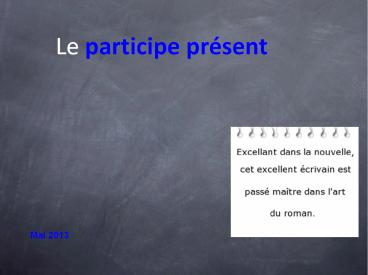Le participe pr