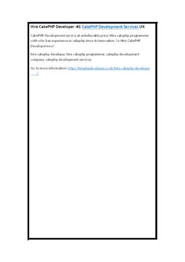 Hire CakePHP Developer -#1 CakePHP Development Services UK