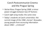Czech Postcommunist Cinema and the Prague Spring