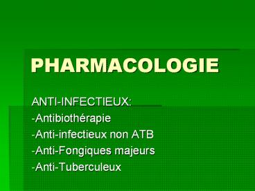 PHARMACOLOGIE
