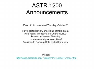 ASTR 1200 Announcements