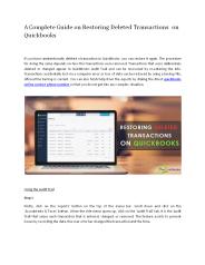 Restoring Deleted Transactions on Quickbooks
