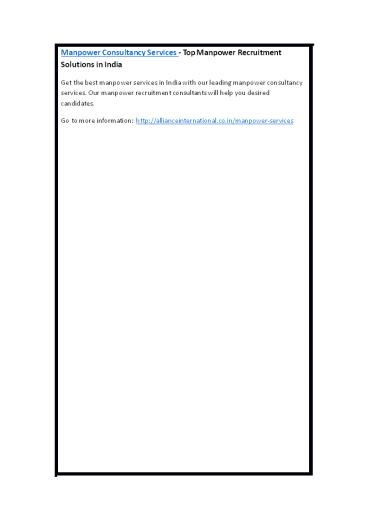 Manpower Consultancy Services - Top Manpower Recruitment Solutions in India