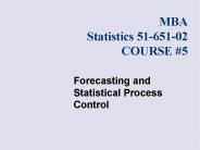 Forecasting and Statistical Process Control