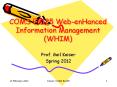COMS E6125 Web-enHanced Information Management (WHIM) PowerPoint PPT Presentation