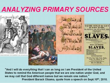 ANALYZING PRIMARY SOURCES