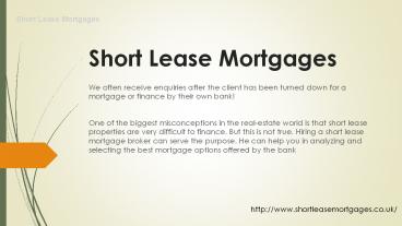 mortgage short lease