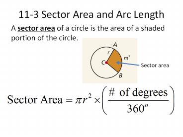 11-3 Sector Area and Arc Length