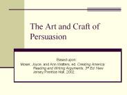 The Art and Craft of Persuasion