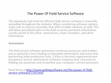 The Power Of Field Service Software