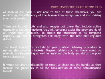 Purchasing the Right Detox Pills