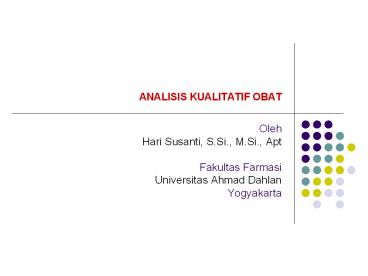 ANALISIS KUALITATIF OBAT