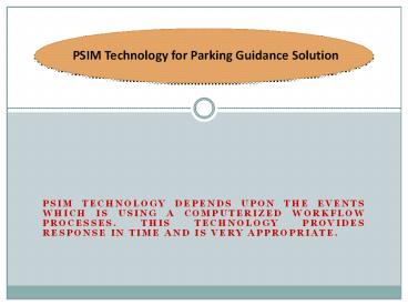 PSIM Technology for Parking Guidance Solution (1)