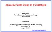 Advancing Fusion Energy on a Global Scale