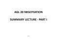 AGL 20 NEGOTIATION SUMMARY LECTURE - PART I PowerPoint PPT Presentation