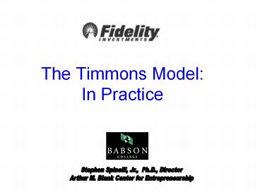 The Timmons Model: In Practice