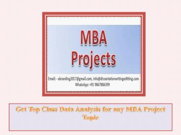 Get Top Class Data Analysis for any MBA Project Topic