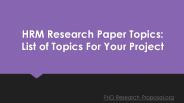 HRM Research Paper Topics