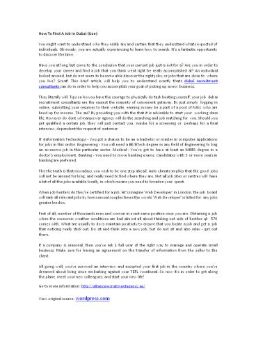 How To Find A Job In Dubai (Uae)