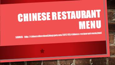 Chinese Restaurant Menu