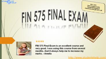 FIN 575 Final Exam