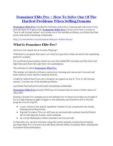 Domainer Elite Pro Review - Domainer Elite Pro +100 bonus items