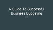 A Guide To Successful Business Budgeting