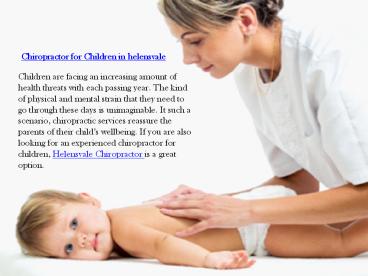 Chiropractor for Children in helensvale