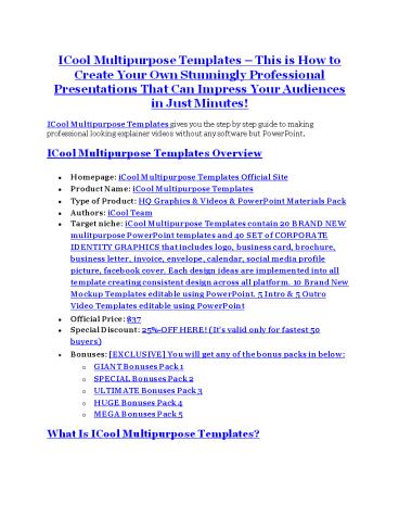 iCool Multipurpose Templates review-$16,400 Bonuses & 70% Discount