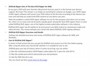 DVDFab Ripper-One of The Best DVD Ripper for MAC
