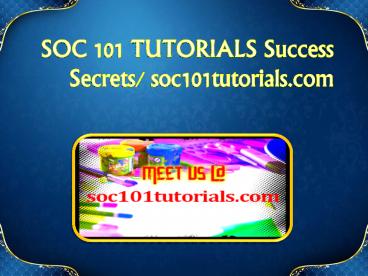 SOC 101 TUTORIALS Success Secrets/ soc101tutorials.com