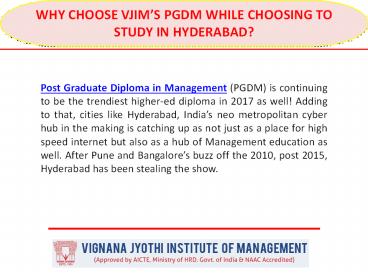 Why Choose Vjim’s Pgdm While Choosing to Study in Hyderabad