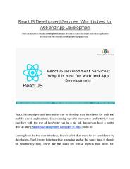 ReactJS Development Company in India