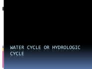 Water cycle or Hydrologic cycle