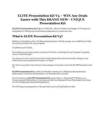 ELITE Presentation Kit V5 Review and (Free) GIANT $14,600 BONUS
