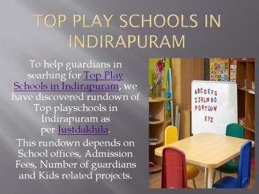 Top Play School In Indirapuram