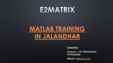 Matlab Training in Jalandhar