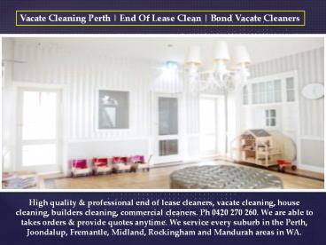 Vacate Cleaning Perth | End Of Lease Clean | Bond Vacate Cleaners