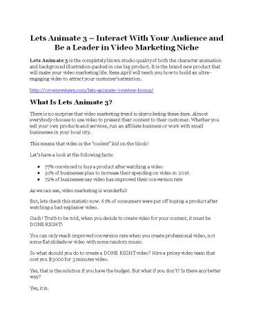 Lets Animate 3 Review & HUGE $23800 Bonuses