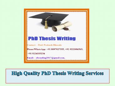 High Quality PhD Thesis Writing Services