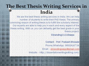 PPT – The Best Thesis Writing Services in India PowerPoint presentation ...